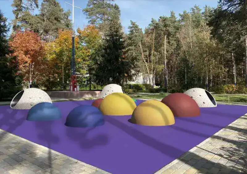 Полусферы из EPDM-крошки на готовой площадке — пример 3